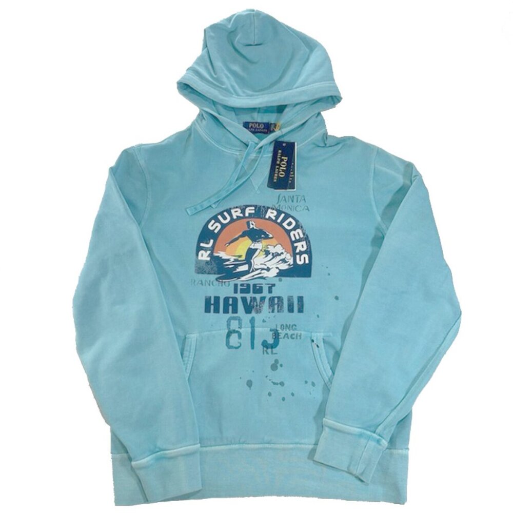NEW $168 Polo Ralph Lauren Hawaii Surf Riders Sweatshirt! Blue Big Vintage Print